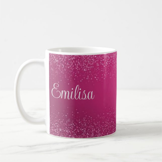 Keramik mit personalisiert rosa Funkelnd Namen Kaffeetasse (Links)
