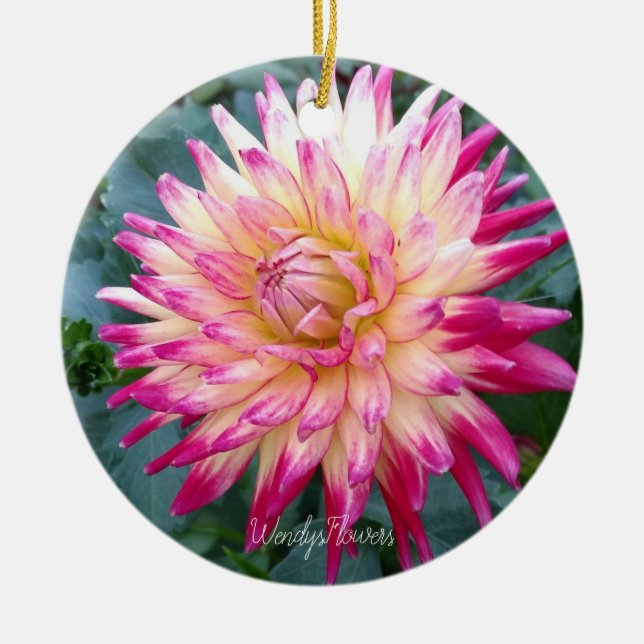 Keramik mit rosa Dahlien Keramik Ornament (Vorne)