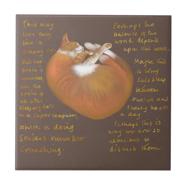 Keramik mit Schlafkatze Fliese (Vorderseite)