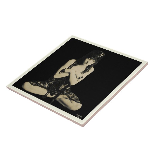 Keramik mit Vintagem Tänzer Fliese (Seite)