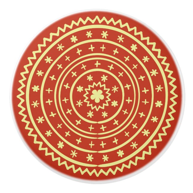 Keramik mit weißlicher Handzeichnung Keramikknauf (Vorderseite)