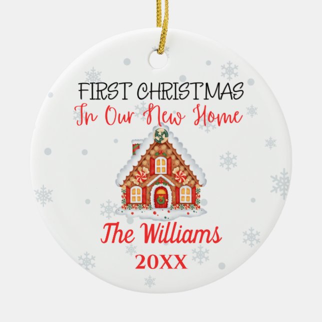 Keramik New Zuhause Christmas Personalisiert Ornament (Vorne)