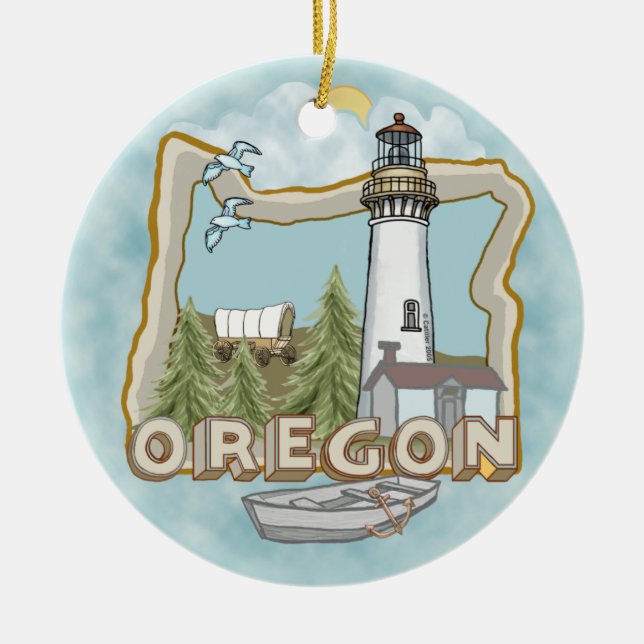 Keramik Oregon Lighthouse Keramik Ornament (Vorne)