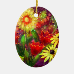 Keramik Ornament Abstraktes Rotes Gelb