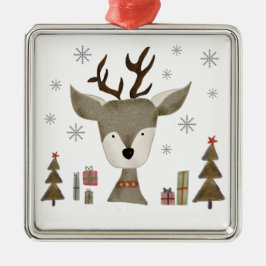 Keramik-Ornament | Antique Reindeer | Aquarell Ornament Aus Metall