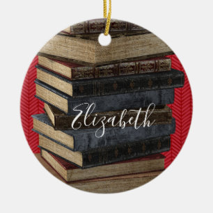 Keramik Ornament Book Club Teacher Monogram