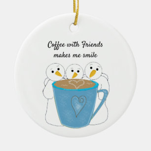 Keramik-Ornament 'Kaffee mit Freunden teilen' Keramik Ornament