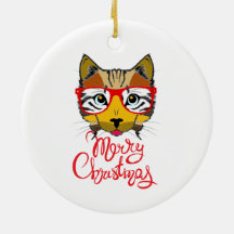 Keramik Ornament Katze Liebhaber Frohe Weihnachten