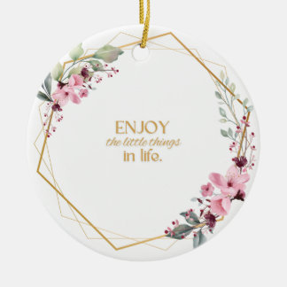 Keramik Ornament mit Blume und eine kleine Note.