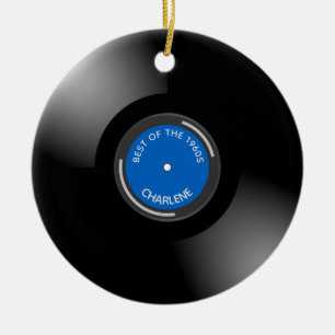 Keramik-Ornament mit Vinyl-Schallplatten-Album-Des Keramik Ornament
