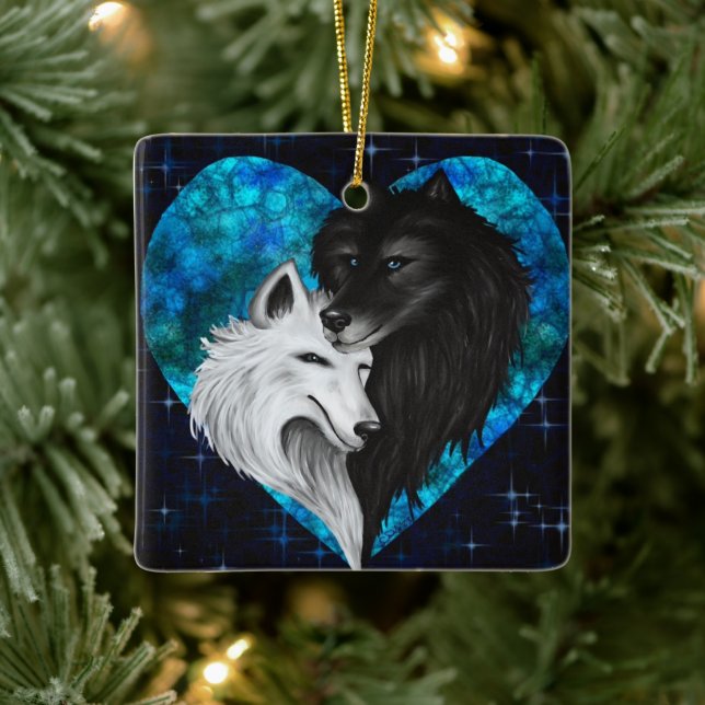 Keramik Ornament - Wolfherz (Baum)