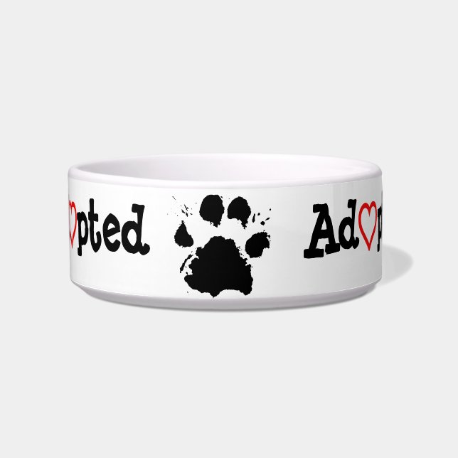 Keramik Paw Print Adoptiert Dog Bowl Napf (Vorderseite)
