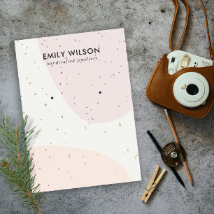 KERAMIK PEACH PINK BLUSH WAVE STUD EARRING DISPLAY VISITENKARTE