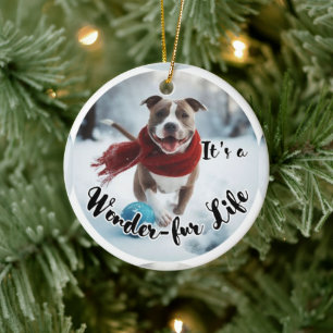 Keramik Pitbull Weihnachtsbaumschmuck Ornament