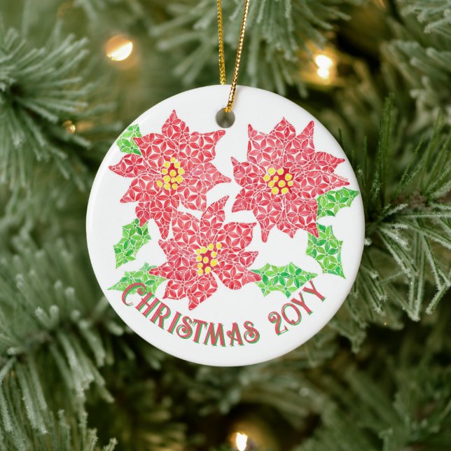 Keramik Poinsettia Keramik Ornament (Baum)