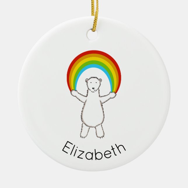 Keramik Polar Bear und Regenbogen Keramik Ornament (Vorne)