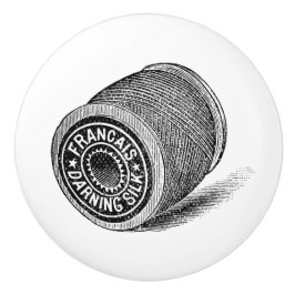 Keramik Pull - Vintages Nähthema, Thread Spool Keramikknauf