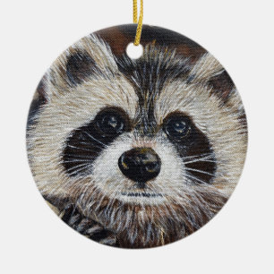 Keramik Raccoon Ornament