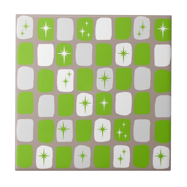 Keramik Retro Green & White Sternexplosion Tile Fliese (Vorderseite)