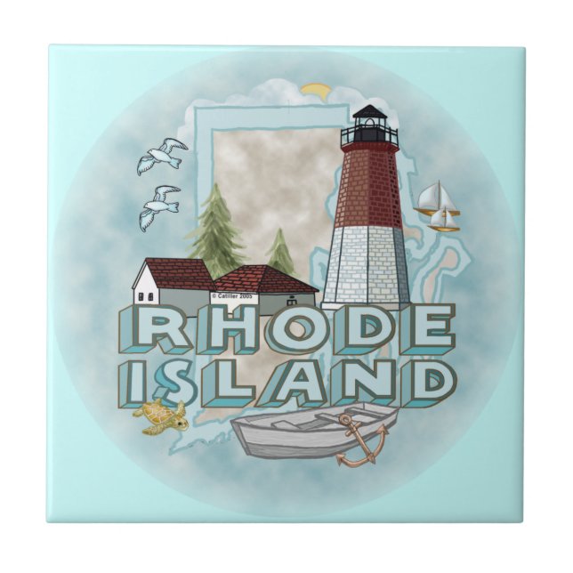 Keramik Rhode Island Lighthouse Tile Fliese (Vorderseite)