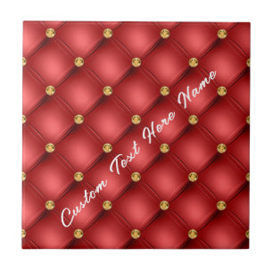 Keramik Rot und Gold mit benutzerdefiniertem Text Fliese