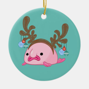 Keramik Roter Blobfish Rentier Schneeglobe Keramik Ornament