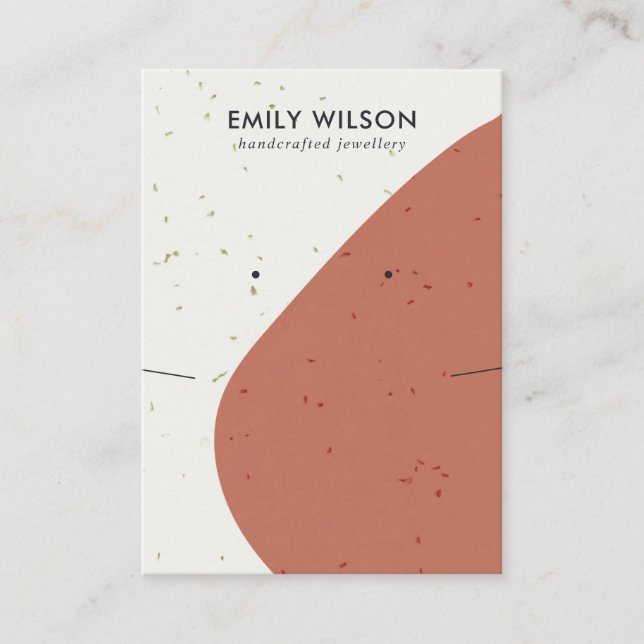 KERAMIK RUST ORANGE WAVE NECKLACE EARRING DISPLAY VISITENKARTE (Vorderseite)