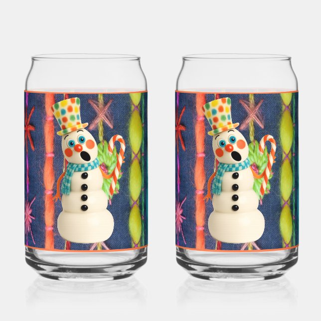 Keramik-Schal-Schneemann-Soda-Glas Dosenglas (Vorderseite)