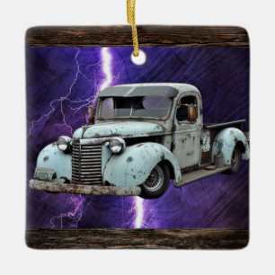Keramik-Schmuckstück im Vintage-LKW-Design Keramikornament