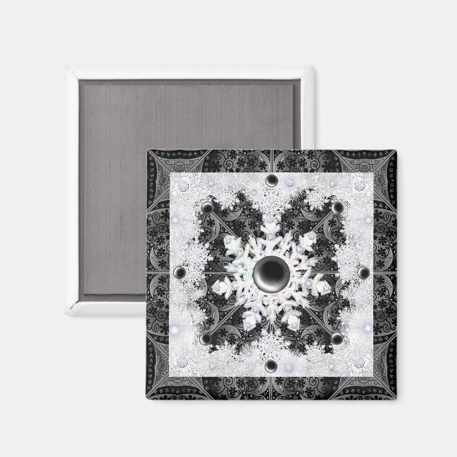 Keramik, schwarz und Schneeflocke Magnet (Vorderseite/Rückseite)
