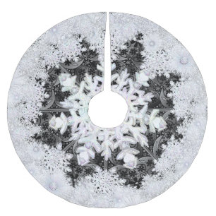 Keramik, schwarz und Schneeflocke Polyester Weihnachtsbaumdecke