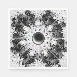 Keramik, schwarz und Schneeflocke Serviette