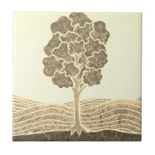 Keramik-Sepia-Fliese mit Bild eines primitiven Bau Fliese