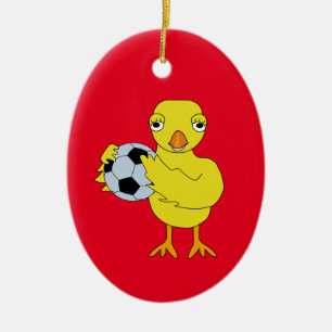 Keramik Soccer Chick Ornament
