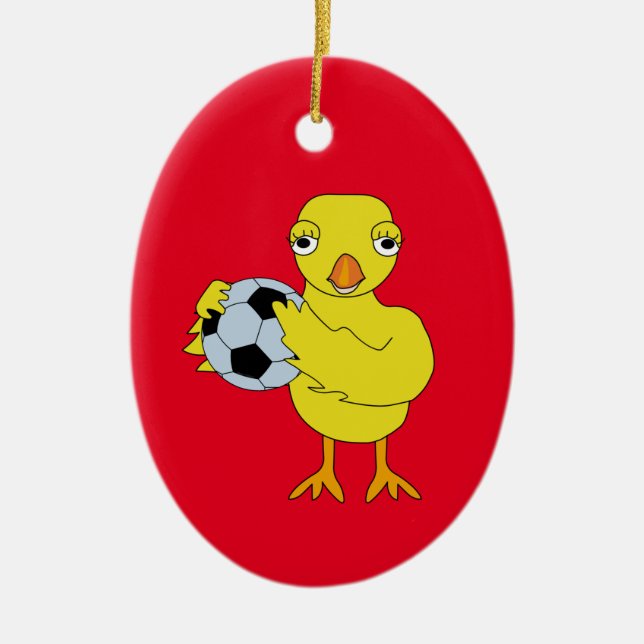 Keramik Soccer Chick Ornament (Vorne)