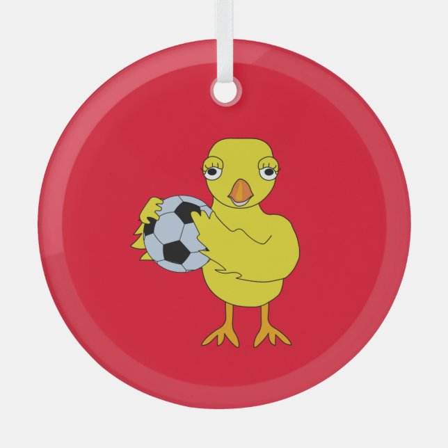 Keramik Soccer Chick Ornament Aus Glas (Vorderseite)