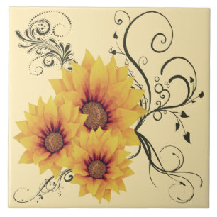 Keramik Sonnenblumen Tile Fliese