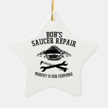 Keramik Star Ornament / BSR Schwarzes Logo Keramik