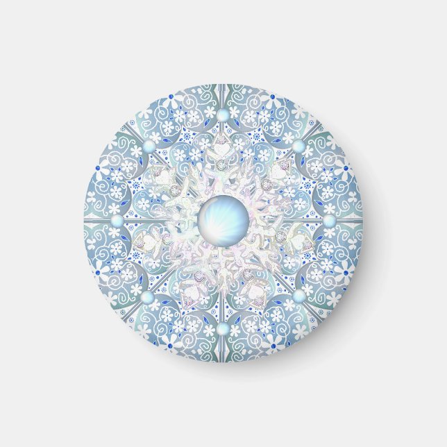 Keramik strahlend blau & schneeflocken magnet (Vorne)