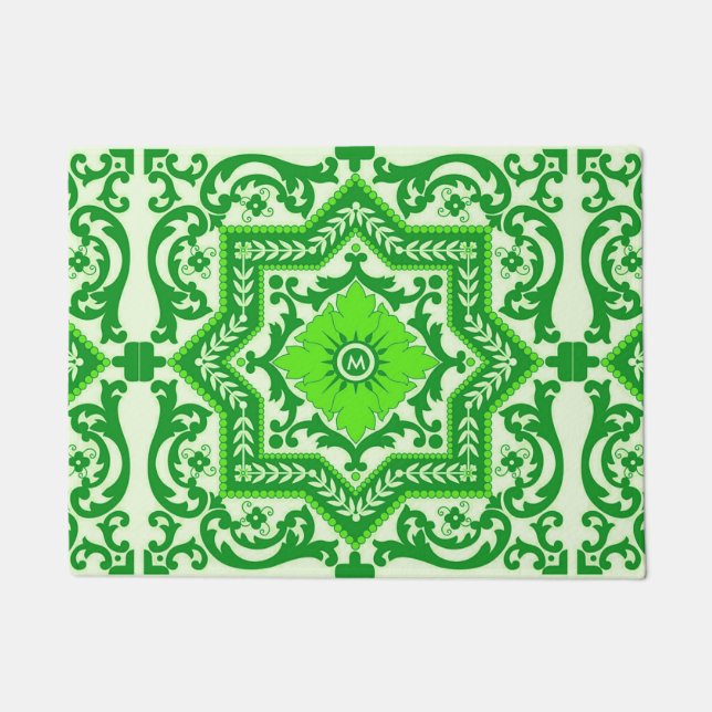 Keramik Style Azulejo Vintag Monogram Ornament Fußmatte (Vorderseite)