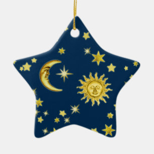 Keramik Sun, Moon & Stars Ornament