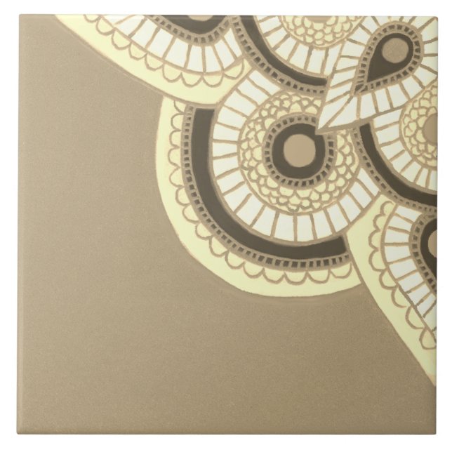 Keramik Tan und weiß geometrische Küchenoberfläche Fliese (Vorderseite)