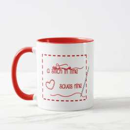 Keramik-Tasse - Ein Stich zur rechten Zeit erspart Tasse