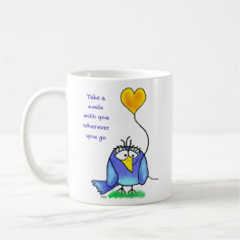 Keramik-Tasse - Fantasievogel mit Spruch Kaffeetasse