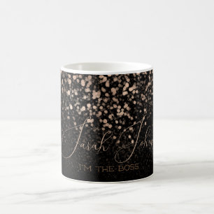 Keramik-Tasse Ich bin der Boss Schwarz und Gold Kaffeetasse