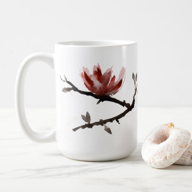 Keramik Tasse mit Blüten japanischen Stils (Mit Donut)