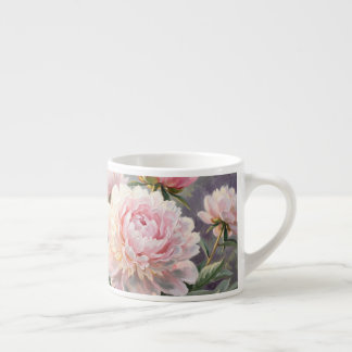 Keramik-Tasse mit rosa Pfingstrosen – Elegante Blu Espressotasse