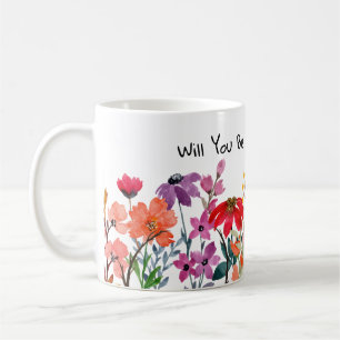 Keramik Tasse Wasserfarbe Wildblume Blume Mädchen 