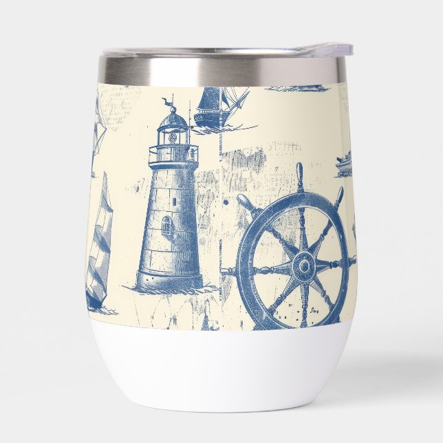 Keramik Thermoskanne Tasse mit Schiffselementen (Links)