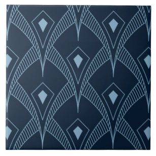 Keramik Tile - Art Deco Lüfter Design Blau Design  Fliese